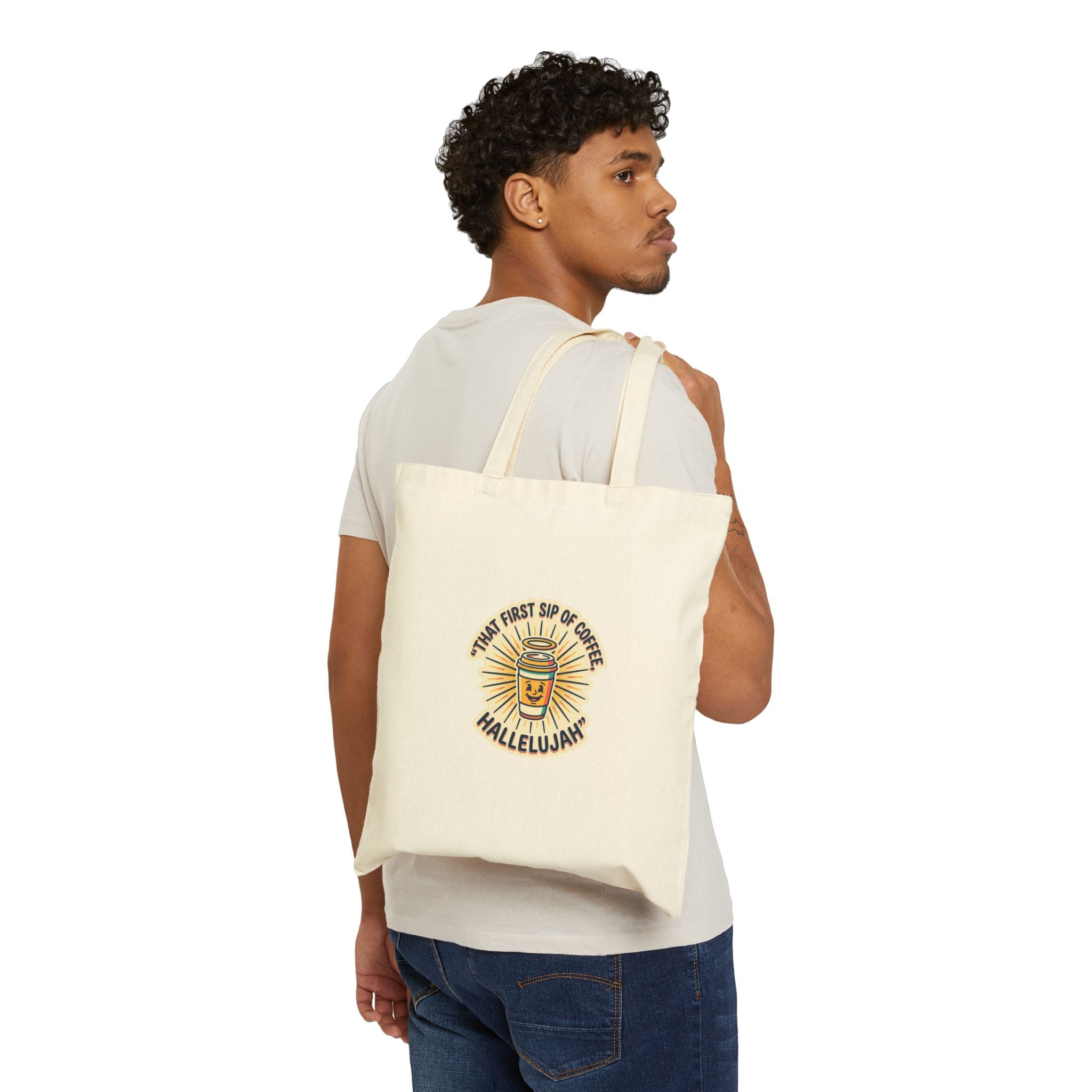 coffee hallelujah Tote | playful gratitude, clean-sheets micro-joy