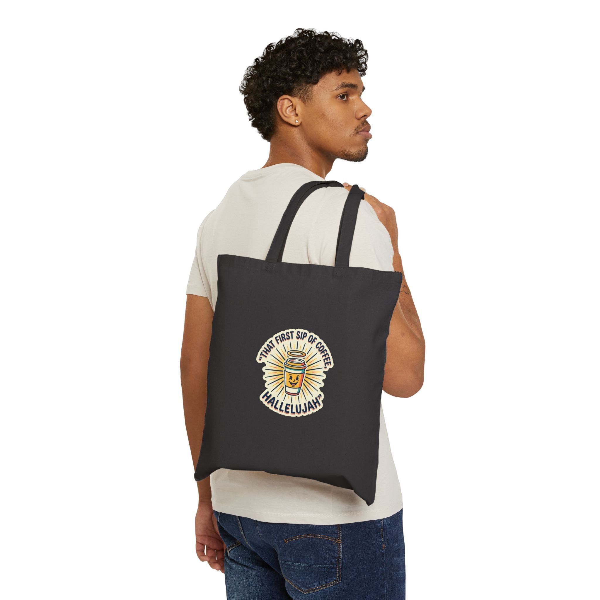 coffee hallelujah Tote | playful gratitude, clean-sheets micro-joy